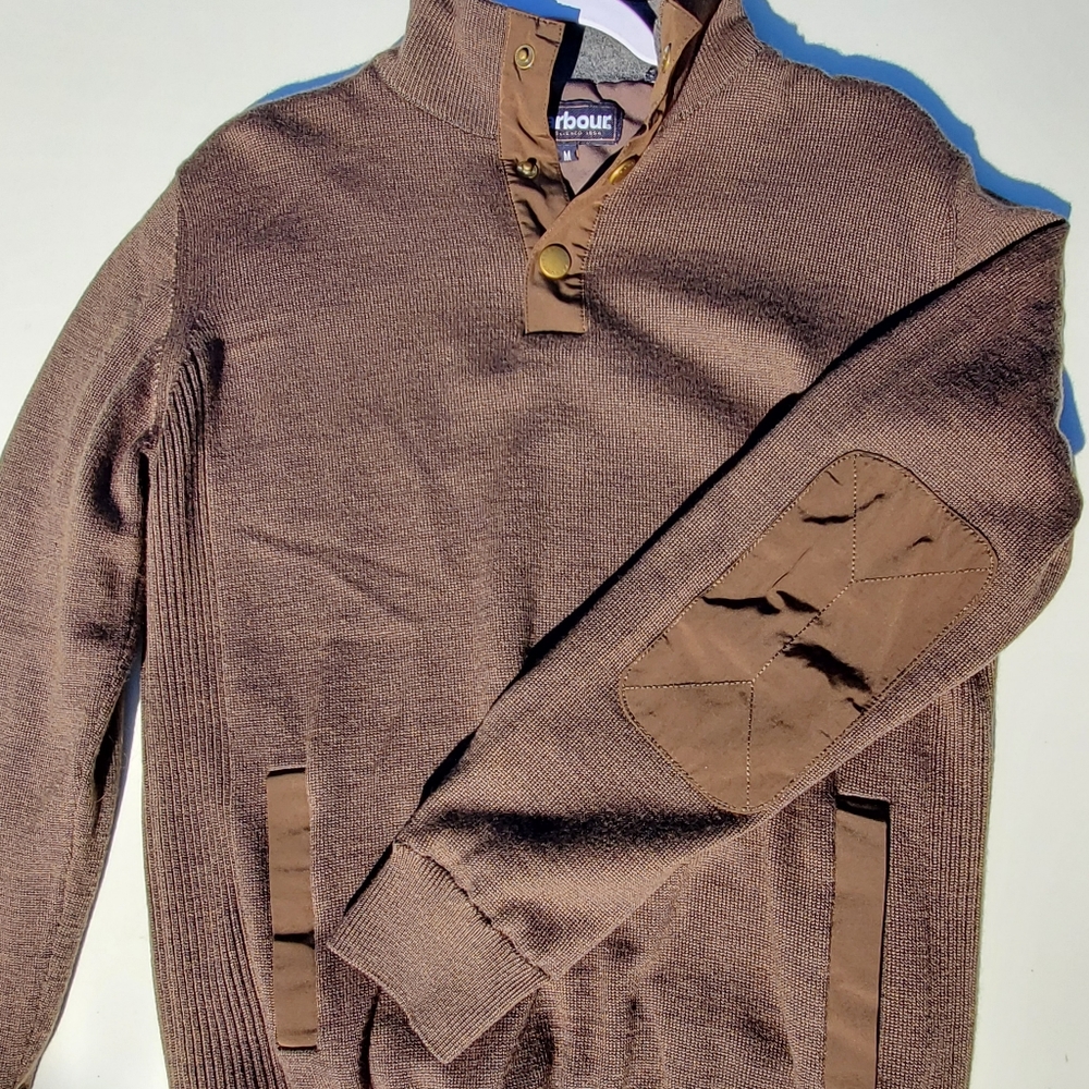 Barbour half button pullover sweater - olive green